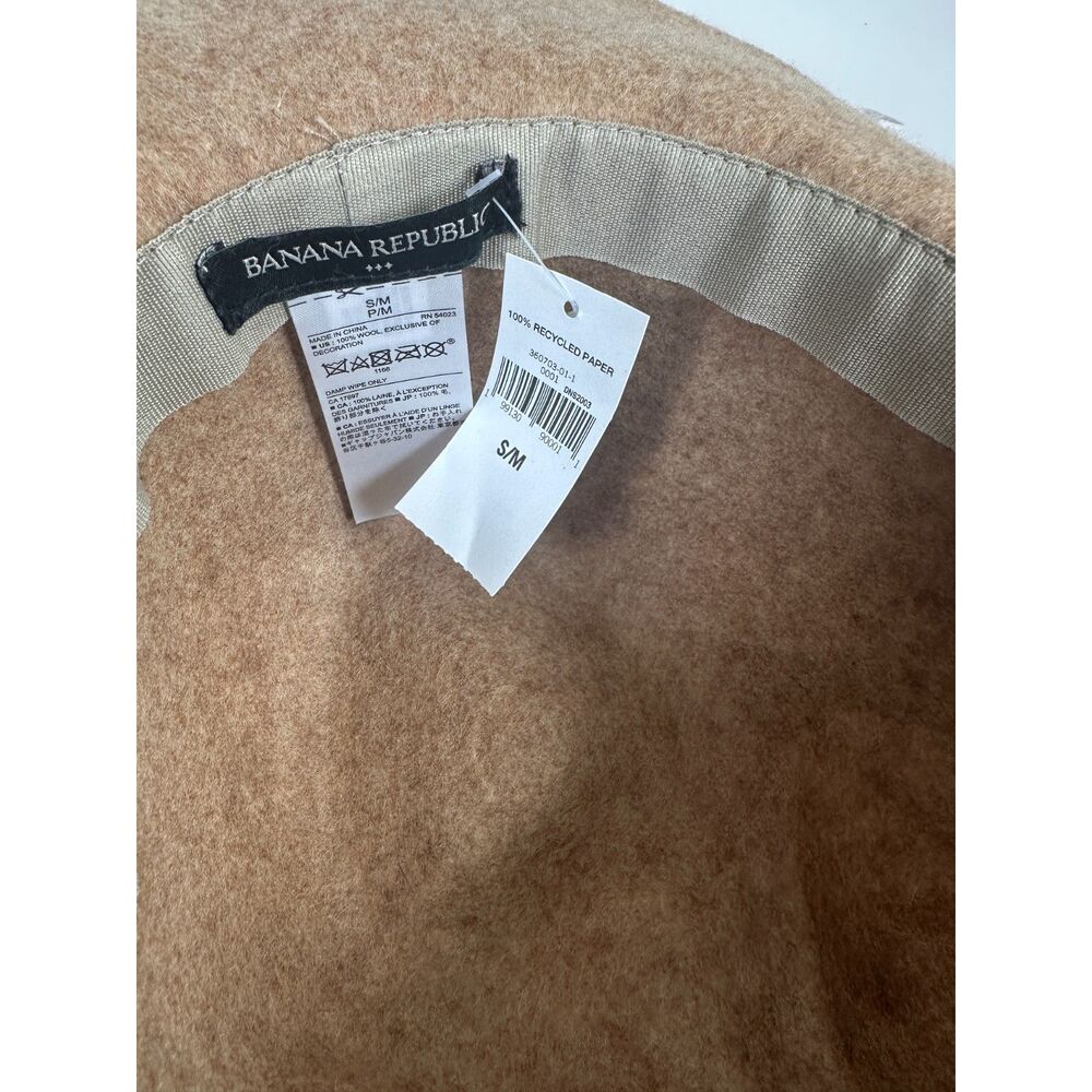 Banana Republic Felt Fedora Taupe Heather Wide Brim Sun Hat S/M NEW with Tags - Picture 7 of 8